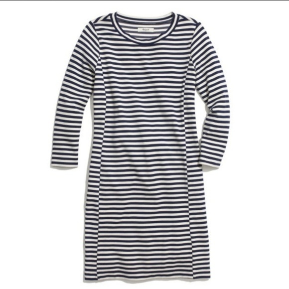 Madewell Striped 3/4 Sleeve Gondola Stretch Jersey Dress XS - Picture 2 of 8